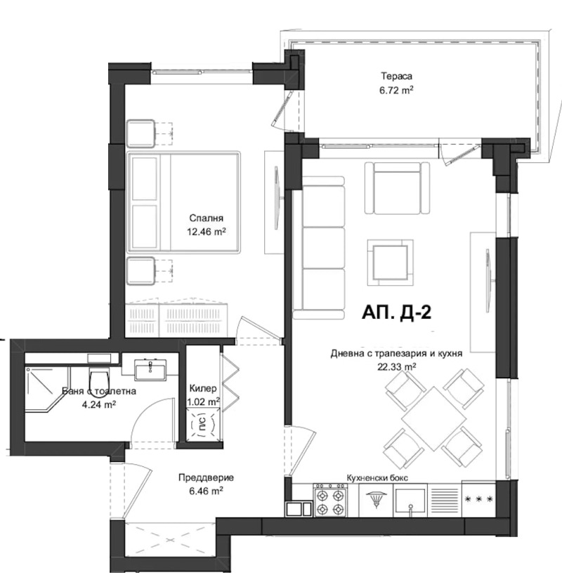 Продается  1 спальня Пловдив , Гагарин , 74 кв.м | 70592413 - изображение [2]